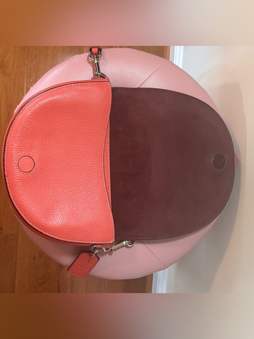 COACH Coral Pebbled Leather Saddle Crossbody Bag - Picture 3 of 5